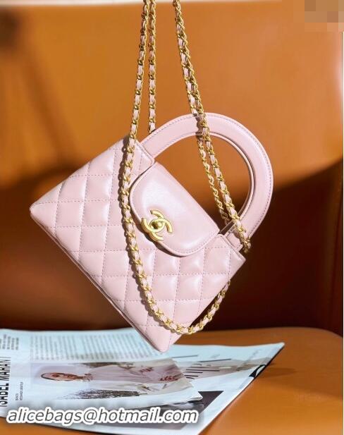 New Release Creation Chanel Shiny Calfskin Mini Shopping Bag AS4416 Pale Pink 2024