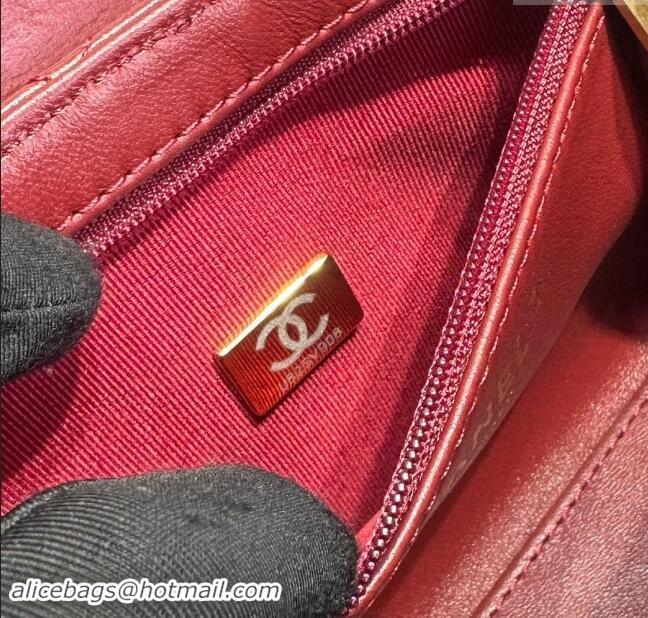 Buy New Cheap Chanel Shiny Calfskin Mini Shopping Bag AS4416 Dak Burgundy 2024