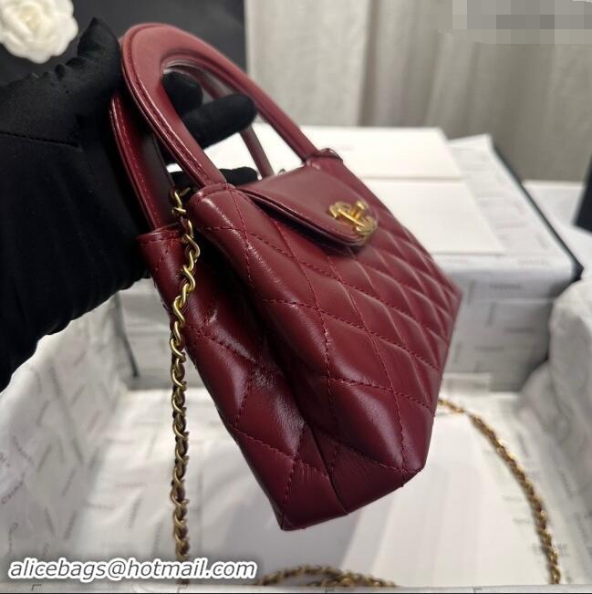 Buy New Cheap Chanel Shiny Calfskin Mini Shopping Bag AS4416 Dak Burgundy 2024