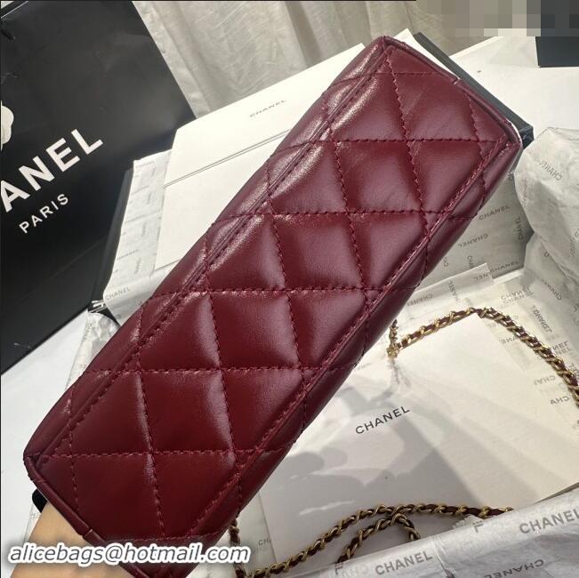 Buy New Cheap Chanel Shiny Calfskin Mini Shopping Bag AS4416 Dak Burgundy 2024