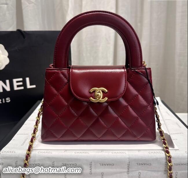 Buy New Cheap Chanel Shiny Calfskin Mini Shopping Bag AS4416 Dak Burgundy 2024