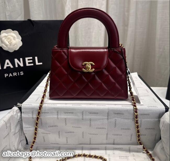 Buy New Cheap Chanel Shiny Calfskin Mini Shopping Bag AS4416 Dak Burgundy 2024