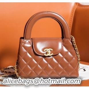 Modern Classic Chanel Mini Shopping Bag in Shiny Calfskin AS4416 Brown 2024