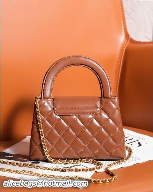 Modern Classic Chanel Mini Shopping Bag in Shiny Calfskin AS4416 Brown 2024