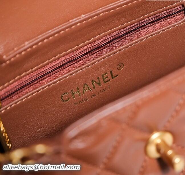 Modern Classic Chanel Mini Shopping Bag in Shiny Calfskin AS4416 Brown 2024