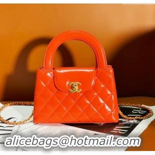 Popular Style Chanel Shiny Calfskin Mini Shopping Bag AS4416 Orange Red 2024