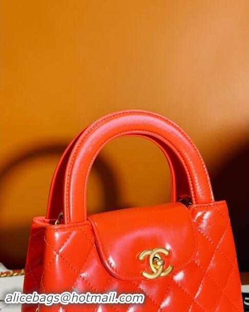 Popular Style Chanel Shiny Calfskin Mini Shopping Bag AS4416 Orange Red 2024