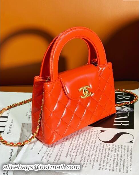 Popular Style Chanel Shiny Calfskin Mini Shopping Bag AS4416 Orange Red 2024