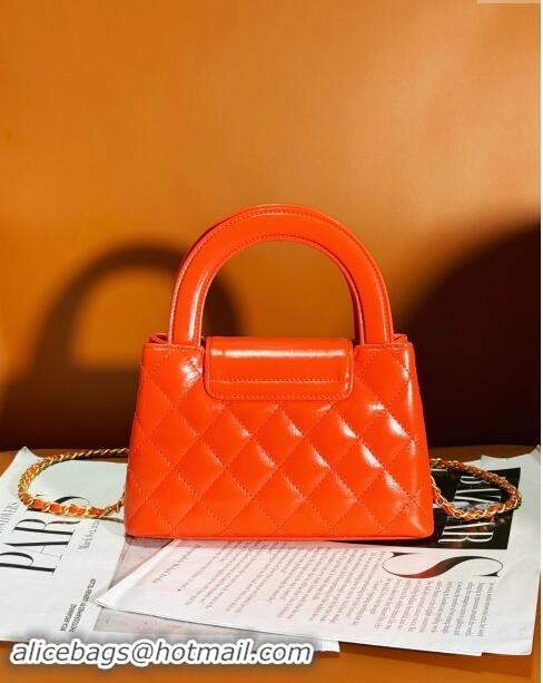 Popular Style Chanel Shiny Calfskin Mini Shopping Bag AS4416 Orange Red 2024