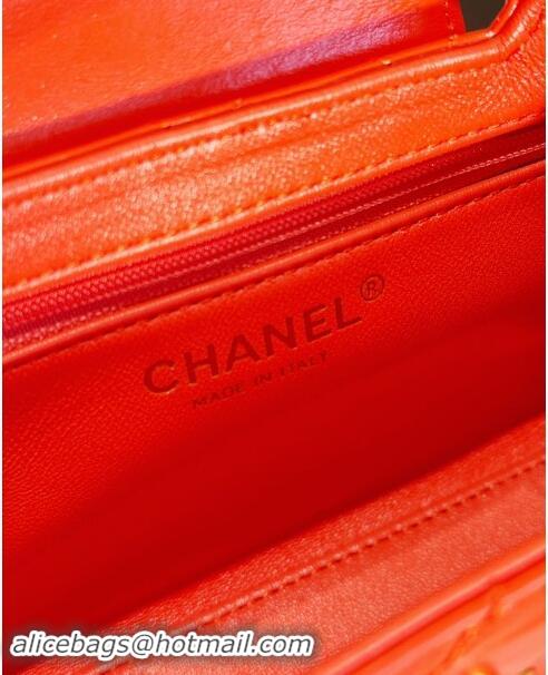 Popular Style Chanel Shiny Calfskin Mini Shopping Bag AS4416 Orange Red 2024