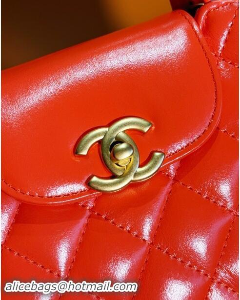 Popular Style Chanel Shiny Calfskin Mini Shopping Bag AS4416 Orange Red 2024