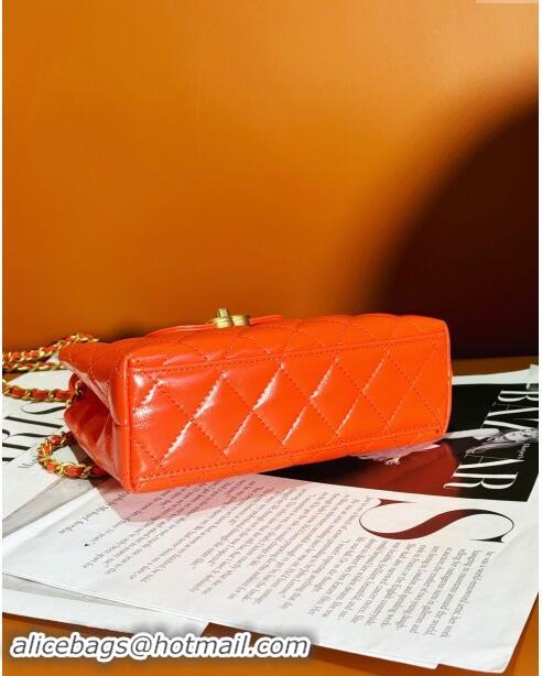 Popular Style Chanel Shiny Calfskin Mini Shopping Bag AS4416 Orange Red 2024