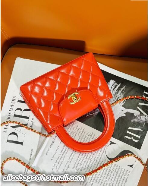 Popular Style Chanel Shiny Calfskin Mini Shopping Bag AS4416 Orange Red 2024