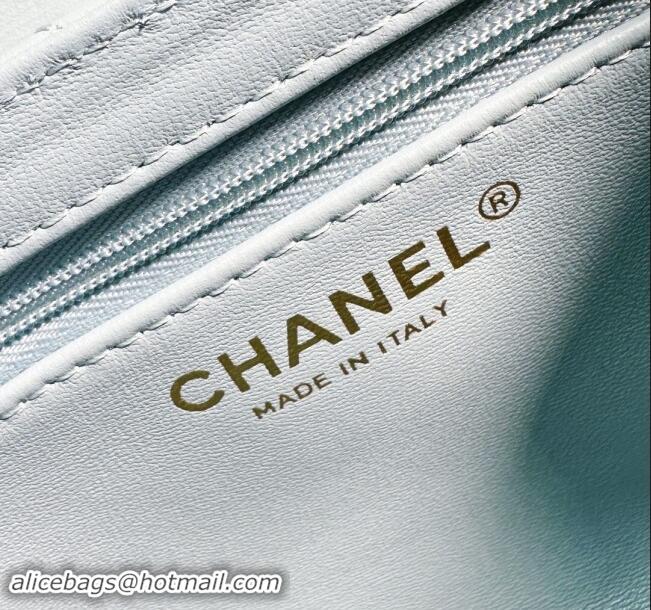 Grade Quality Chanel Shiny Calfskin Mini Shopping Bag AS4416 Macaron Blue 2024