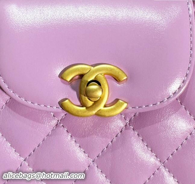 New Style Cheap Chanel Shiny Calfskin Mini Shopping Bag AS4416 Light Purple 2024