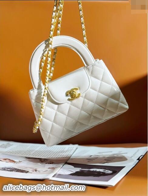 New Stylish Chanel Shiny Calfskin Mini Shopping Bag AS4416 White 2024