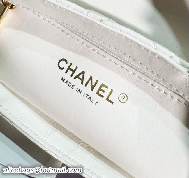 New Stylish Chanel Shiny Calfskin Mini Shopping Bag AS4416 White 2024