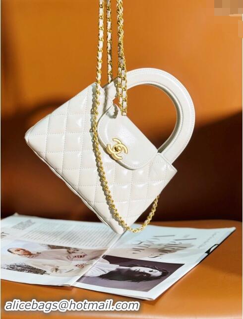 New Stylish Chanel Shiny Calfskin Mini Shopping Bag AS4416 White 2024