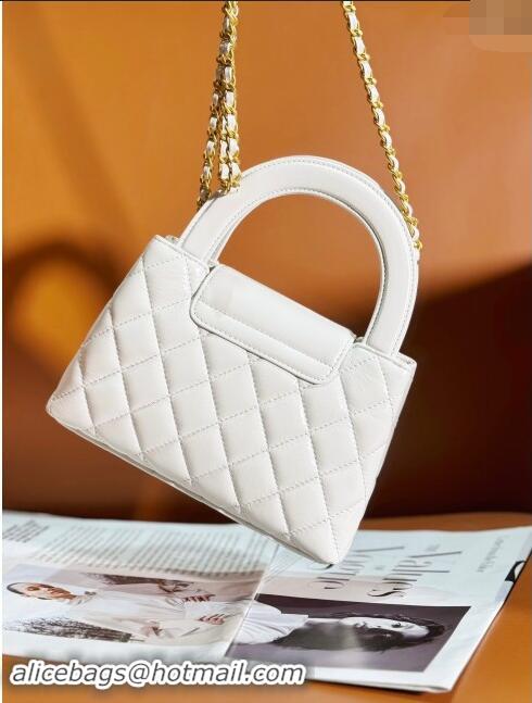 New Stylish Chanel Shiny Calfskin Mini Shopping Bag AS4416 White 2024