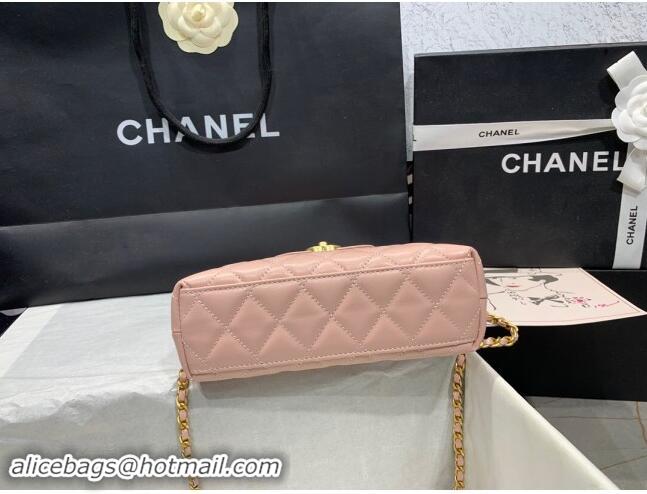 New Release Creation Chanel Shiny Calfskin Mini Shopping Bag AS4416 Nude Pink 2024