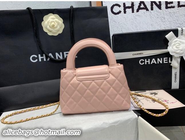 New Release Creation Chanel Shiny Calfskin Mini Shopping Bag AS4416 Nude Pink 2024