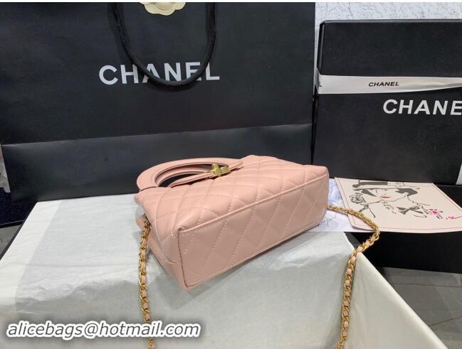 New Release Creation Chanel Shiny Calfskin Mini Shopping Bag AS4416 Nude Pink 2024