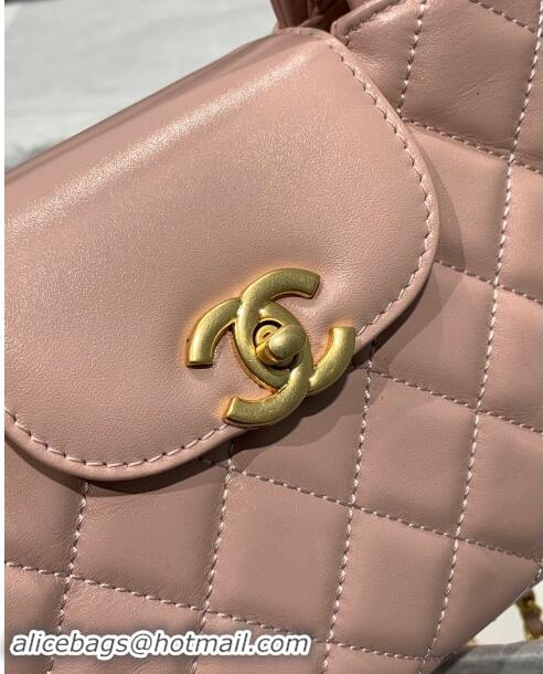 New Release Creation Chanel Shiny Calfskin Mini Shopping Bag AS4416 Nude Pink 2024