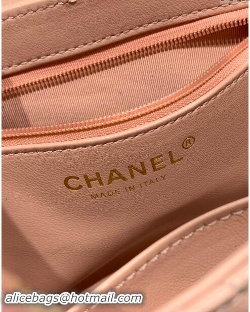 New Release Creation Chanel Shiny Calfskin Mini Shopping Bag AS4416 Nude Pink 2024