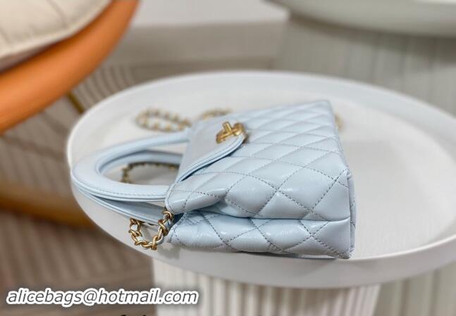 Market Sells Chanel Shiny Calfskin Mini Shopping Bag AS4416 Blue 2024