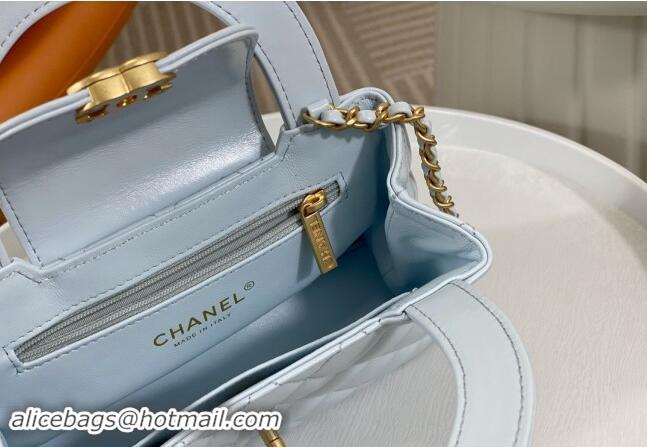 Market Sells Chanel Shiny Calfskin Mini Shopping Bag AS4416 Blue 2024