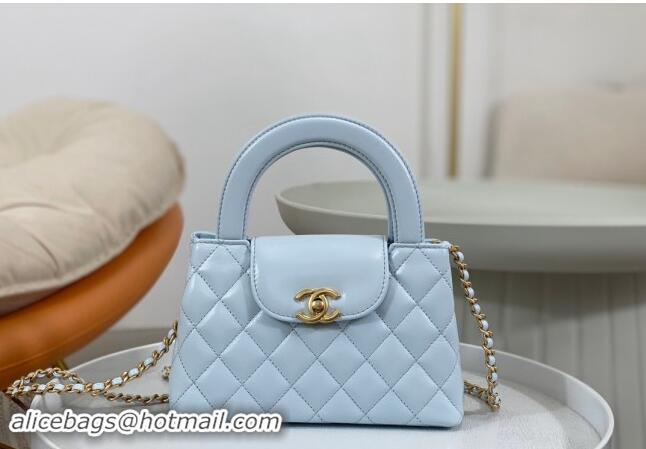 Market Sells Chanel Shiny Calfskin Mini Shopping Bag AS4416 Blue 2024