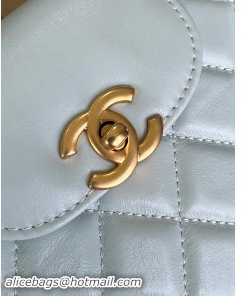 New Product Chanel Shiny Calfskin Mini Shopping Bag AS4416 Cream White 2024