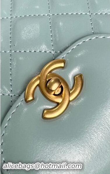 Spot Bulk Chanel Shiny Calfskin Mini Shopping Bag AS4416 Pale Green 2024