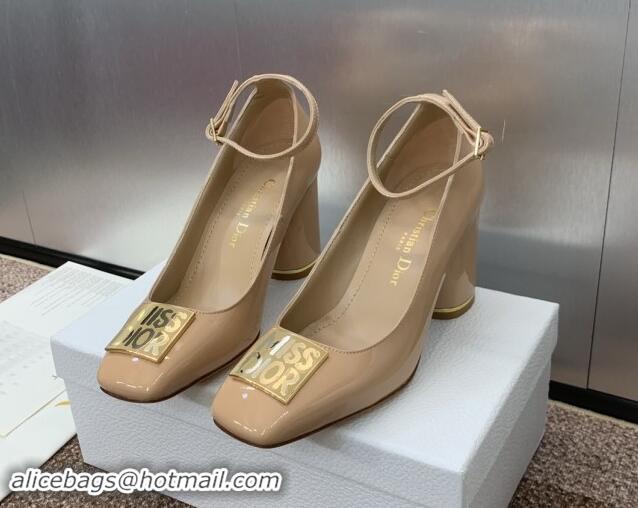 Best Grade Dior Miss Dior Pump 8.5cm Heel in Nude Patent Calfskin 092902