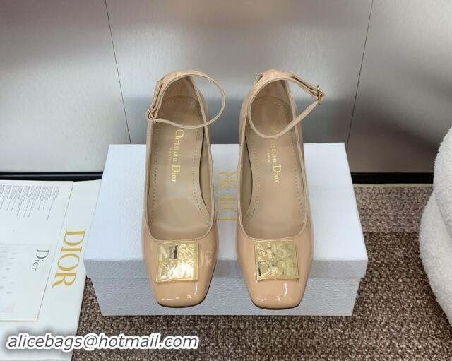 Best Grade Dior Miss Dior Pump 8.5cm Heel in Nude Patent Calfskin 092902