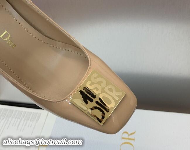 Best Grade Dior Miss Dior Pump 8.5cm Heel in Nude Patent Calfskin 092902