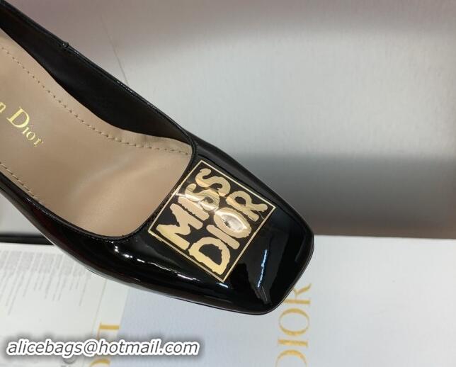 Luxurious Dior Miss Dior Pump 8.5cm Heel in Black Patent Calfskin 092903