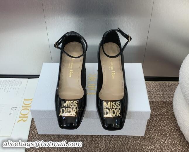 Luxurious Dior Miss Dior Pump 8.5cm Heel in Black Patent Calfskin 092903