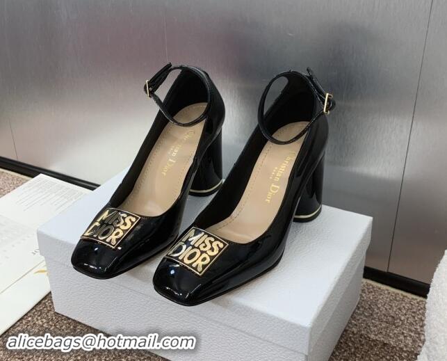 Luxurious Dior Miss Dior Pump 8.5cm Heel in Black Patent Calfskin 092903