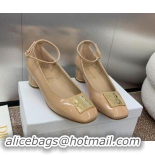 Pretty Style Dior Miss Dior Pump 3.5cm Heel in Nude Patent Calfskin 092905