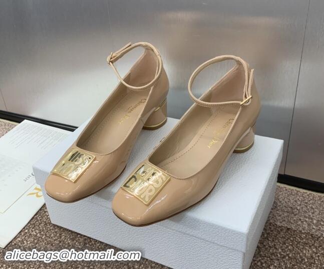 Pretty Style Dior Miss Dior Pump 3.5cm Heel in Nude Patent Calfskin 092905