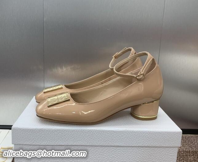 Pretty Style Dior Miss Dior Pump 3.5cm Heel in Nude Patent Calfskin 092905