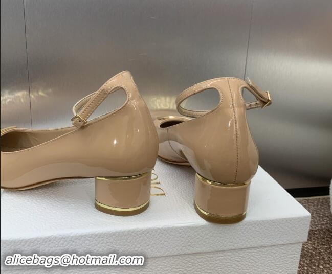 Pretty Style Dior Miss Dior Pump 3.5cm Heel in Nude Patent Calfskin 092905