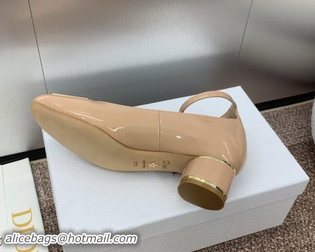 Pretty Style Dior Miss Dior Pump 3.5cm Heel in Nude Patent Calfskin 092905