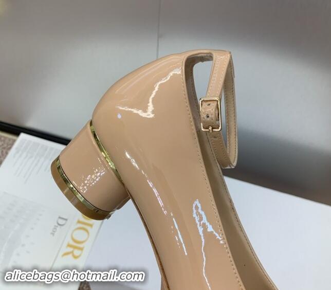 Pretty Style Dior Miss Dior Pump 3.5cm Heel in Nude Patent Calfskin 092905