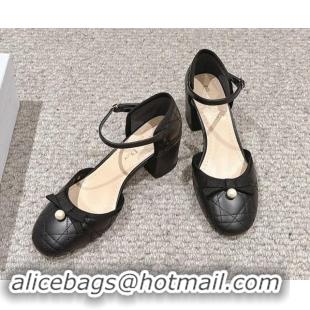 Good Quality Dior Ballet Pump in Black Quilted Cannage Calfskin 5.5cm Heel 092907