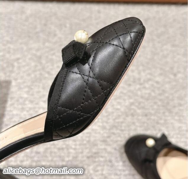 Good Quality Dior Ballet Pump in Black Quilted Cannage Calfskin 5.5cm Heel 092907