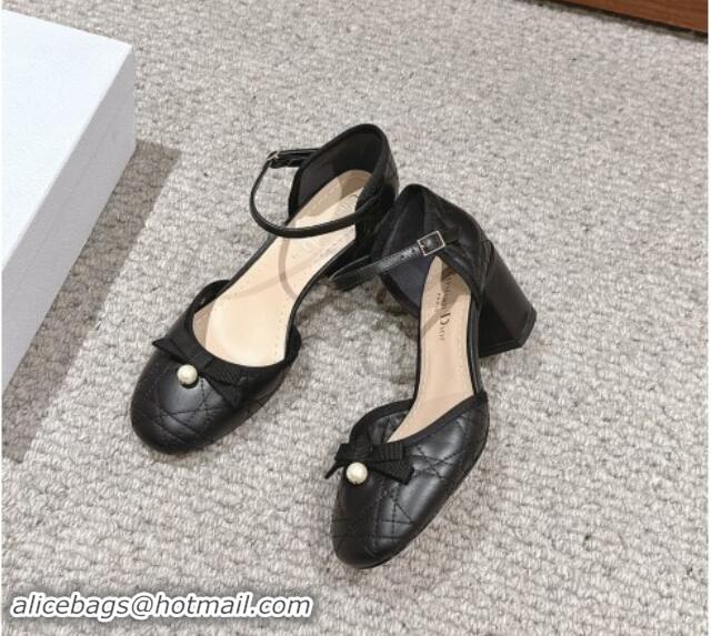 Good Quality Dior Ballet Pump in Black Quilted Cannage Calfskin 5.5cm Heel 092907