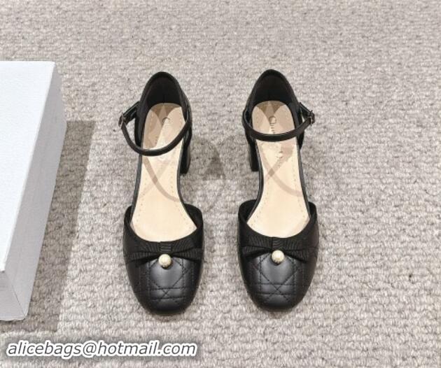 Good Quality Dior Ballet Pump in Black Quilted Cannage Calfskin 5.5cm Heel 092907