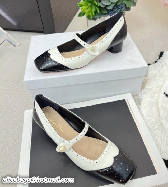 Top Grade Dior Spectadior Pump in Black and White Perforated Calfskin 3.5cm Heel 092908